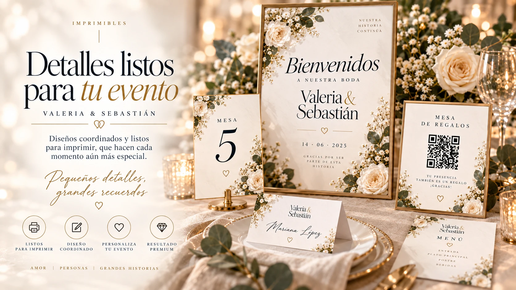 Papelería coordinada con la invitación
