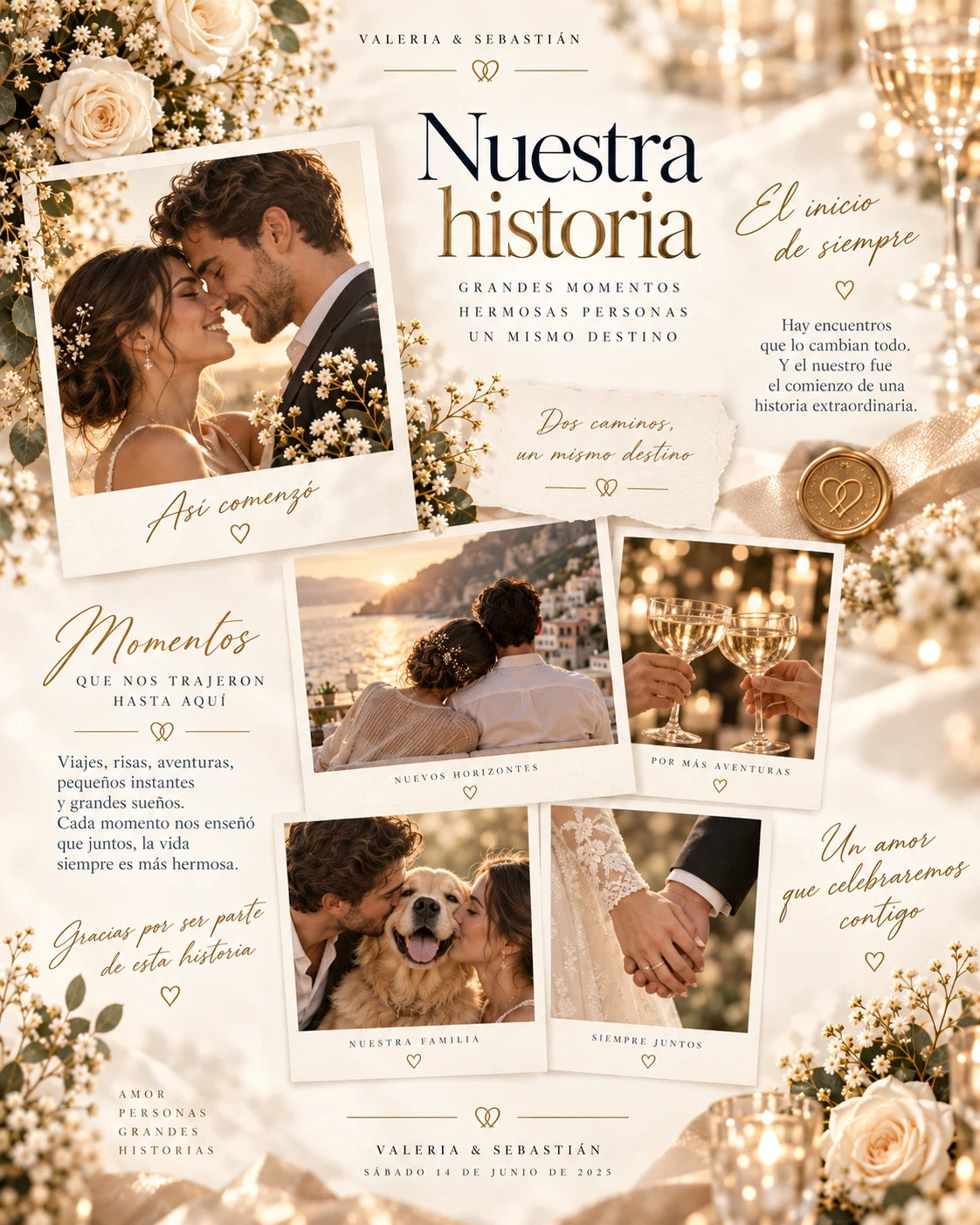 Una narrativa visual que habla de los novios
