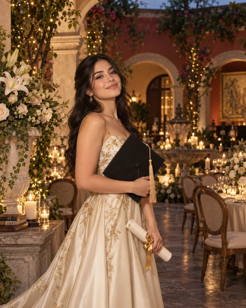 Sofía celebrando su graduación