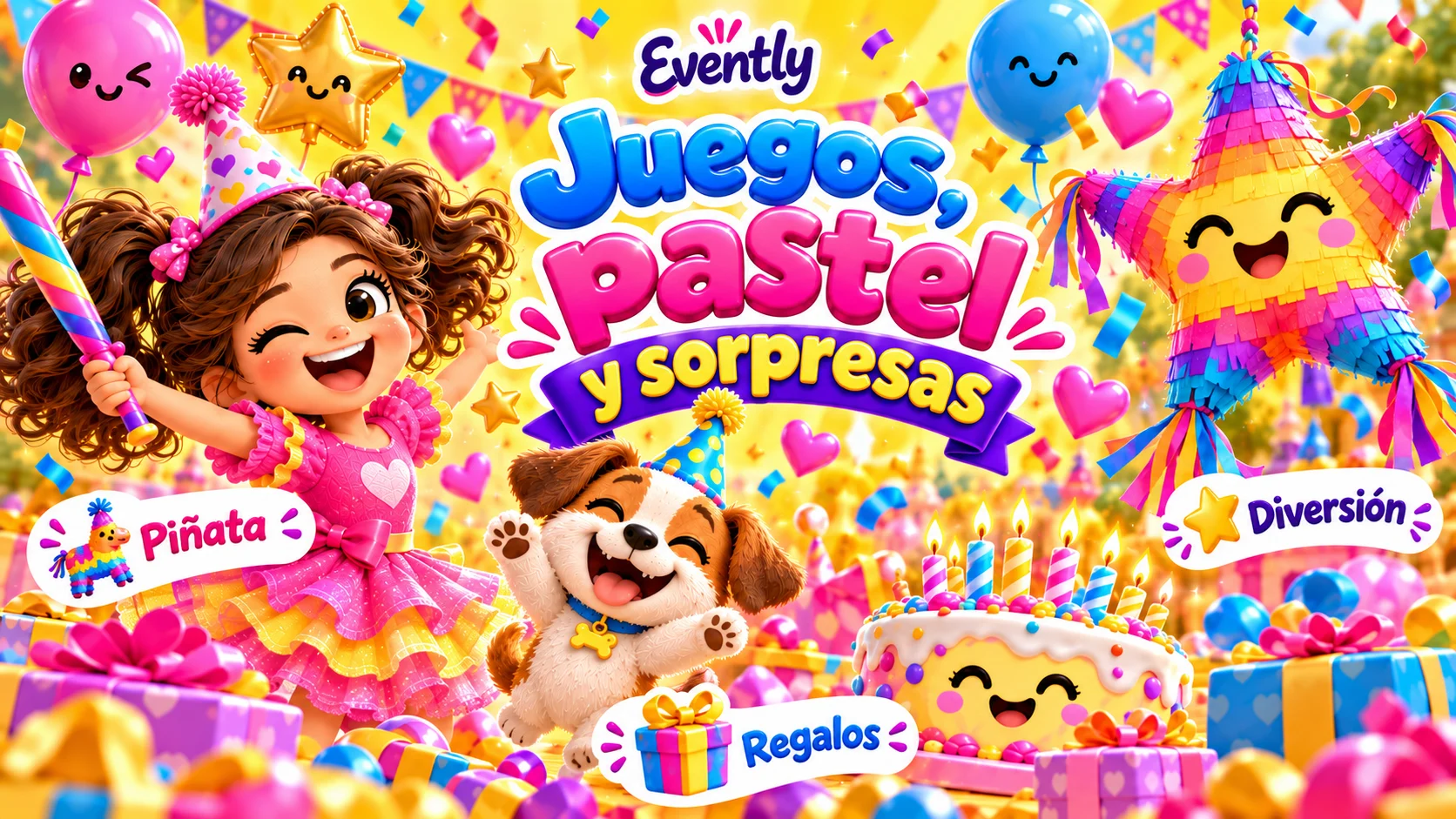 Juegos, pastel y sorpresas