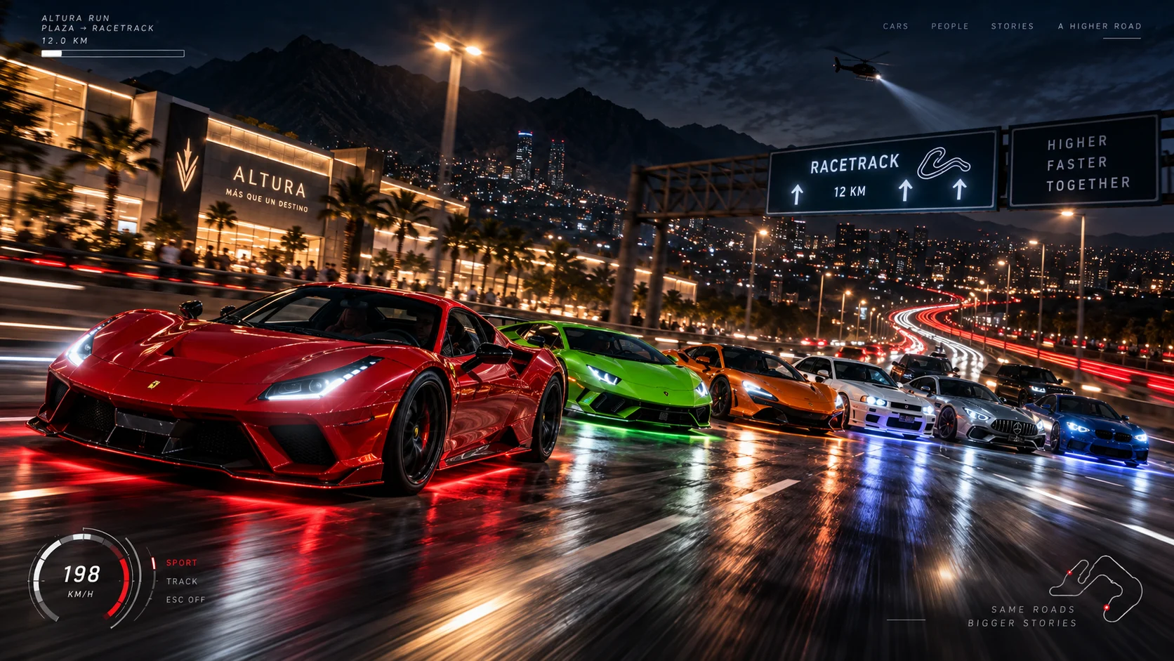 Exotic Night Run, reunión nocturna de autos exóticos