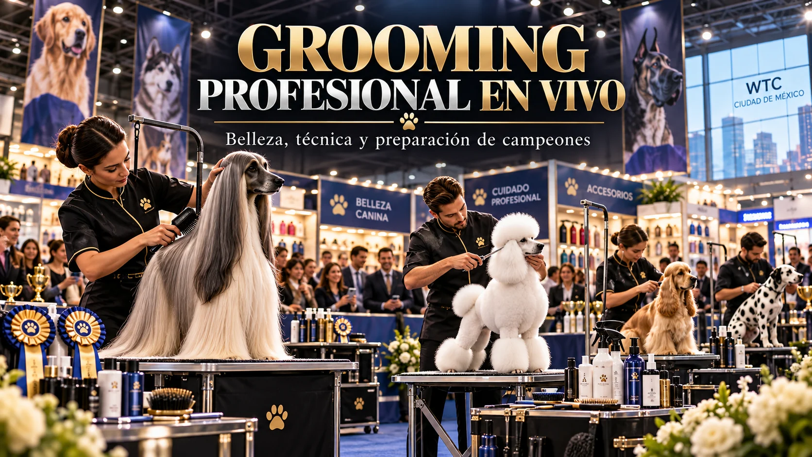 Grooming profesional en vivo en Expo Canina CDMX