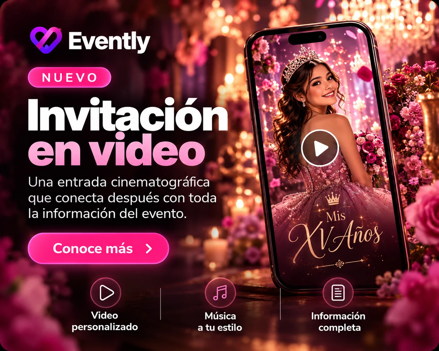 Invitación en video de Evently