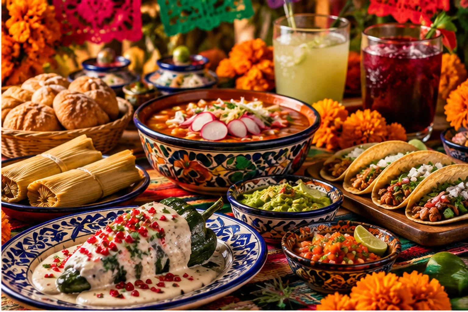 Comida mexicana tradicional y colorida