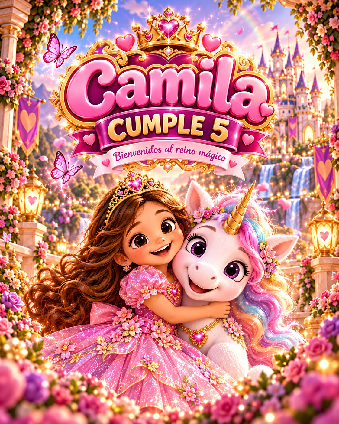 Camila cumple 5, reino de unicornios