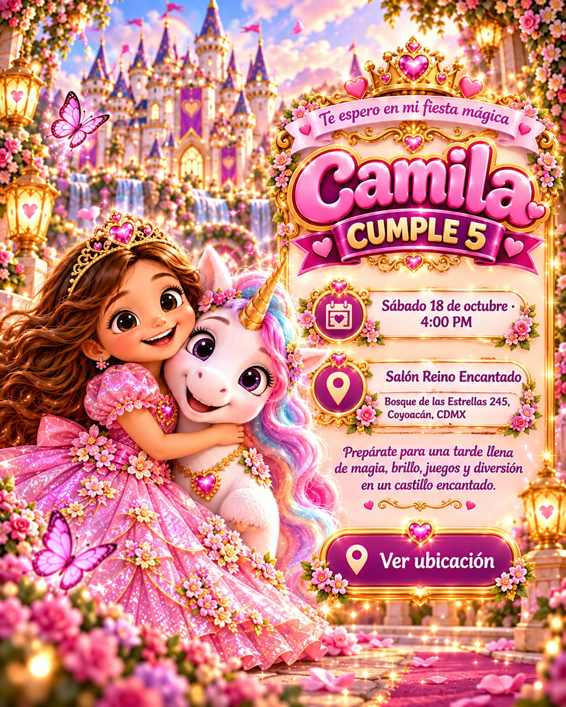 Ubicación y confirmación de asistencia de la fiesta de Camila