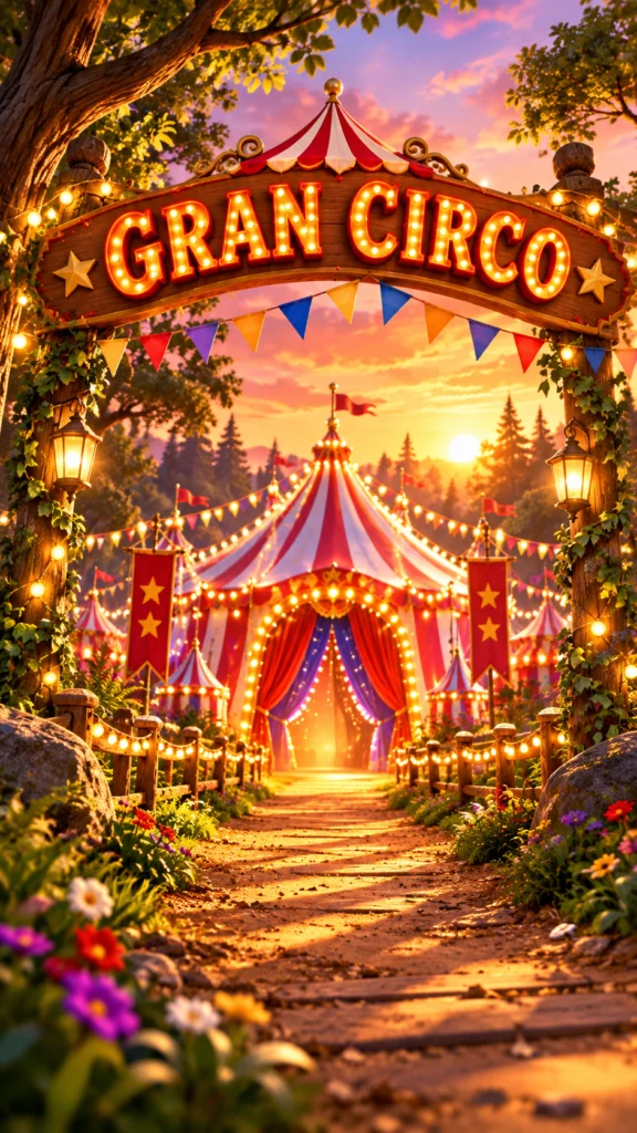 Circo iluminado al atardecer